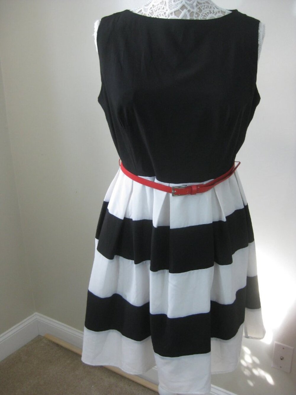 B. Darlin dress stripes red belt